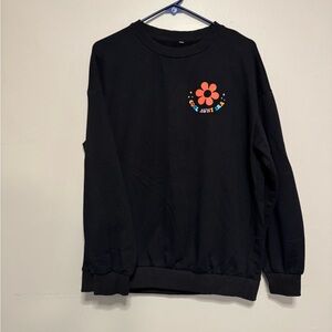Black Sweatshirt with Orange Flower Graphic- COOL AUNT ERA